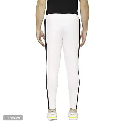 Flynoff White Solid 4Way Lycra Tailored Fit Ankle Length Men's Track Pant-thumb4
