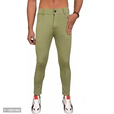 FLYNOFF Green Solid 4Way Lycra Tailored Fit Ankle Length Men's Track Pant (FNF0169-GRN-L)