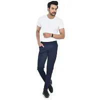 FLYNOFF Blue Solid 4Way Lycra Tailored Fit Ankle Length Men's Pant-(FNF0166-BLU-34)-thumb1