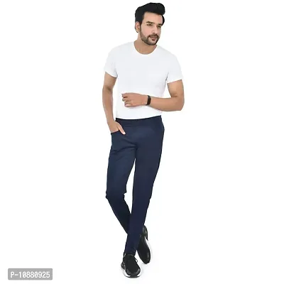 FLYNOFF Blue Solid 4Way Lycra Tailored Fit Ankle Length Men's Pant-(FNF0166-BLU-34)-thumb2