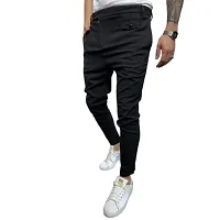 FLYNOFF Black Solid 4Way Lycra Tailored Fit Ankle Length Men's Track Pant-(DAC0103-BLK-XL)-thumb1