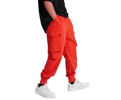 FLYNOFF Red Solid Ns Lycra Jogger Tailored Fit Ankle Length Men's Track Pant-thumb1