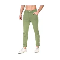 FLYNOFF Green Solid 4Way Lycra Tailored Fit Ankle Length Men's Track Pant-thumb1