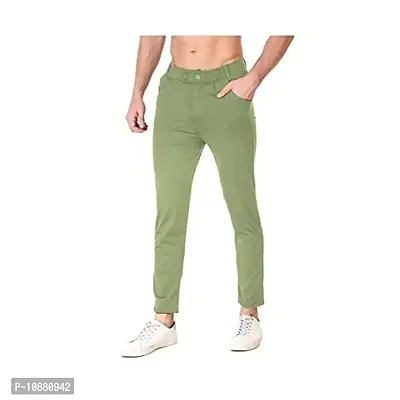FLYNOFF Green Solid 4Way Lycra Tailored Fit Ankle Length Men's Track Pant-thumb2