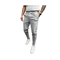 FLYNOFF Silver Solid 4Way Lycra Tailored Fit Ankle Length Men's Track Pant-thumb1