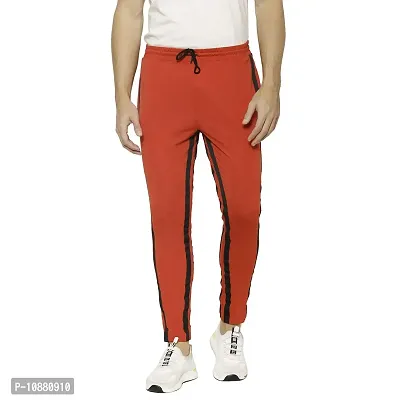 Flynoff Red Solid 4Way Lycra Tailored Fit Ankle Length Men's Track Pant