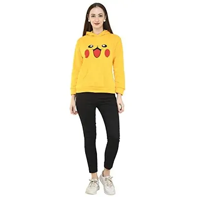 Fashion Hub Women Yellow Fleece Sweatshirt