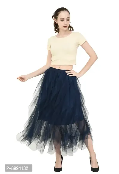 Fashion Hub Women Navy Net Skirt-thumb0