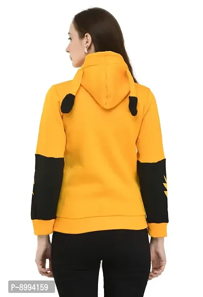 Fashion Hub Women Yellow b Fleece Sweatshirt-thumb4