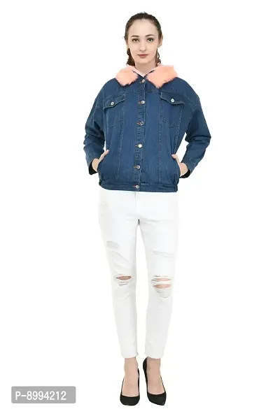 Fashion Hub women navy Denim jacket-thumb0