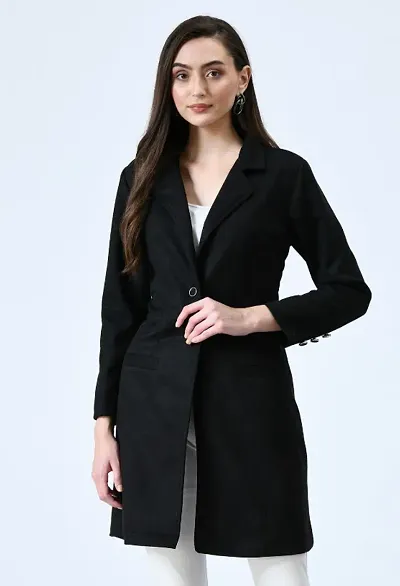 Stylish Fancy Velvet Solid Winter Long Overcoats For Women
