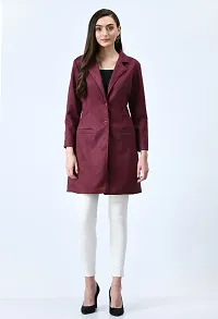 Stylish Fancy Velvet Solid Winter Long Overcoats For Women-thumb2