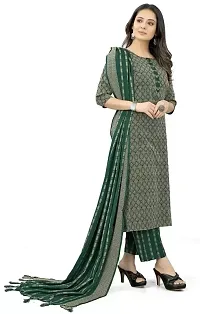 Stylish Green Cotton Blend Jacquard Kurta, Bottom and Dupatta Set For Women-thumb1