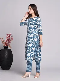 Stylish Multicoloured Cotton Blend Printed Kurta Bottom Set For Women-thumb3