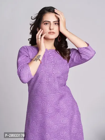 Stylish Purple Cotton Blend Printed Kurta Bottom Set For Women-thumb2