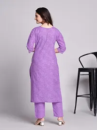 Stylish Purple Cotton Blend Printed Kurta Bottom Set For Women-thumb4