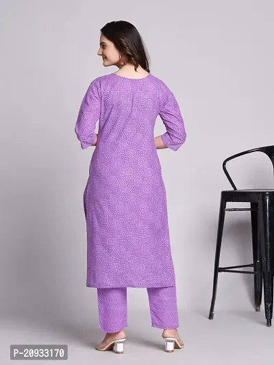 Stylish Purple Cotton Blend Printed Kurta Bottom Set For Women-thumb5