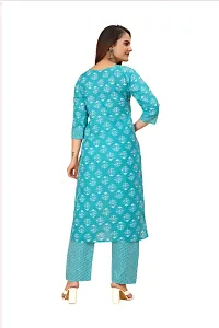 Stylish Blue Cotton Blend Printed Kurta Bottom Set For Women-thumb4