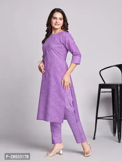 Stylish Purple Cotton Blend Printed Kurta Bottom Set For Women-thumb4