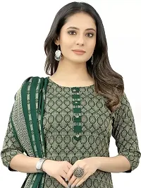 Stylish Green Cotton Blend Jacquard Kurta, Bottom and Dupatta Set For Women-thumb2