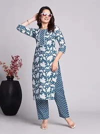 Stylish Multicoloured Cotton Blend Printed Kurta Bottom Set For Women-thumb2