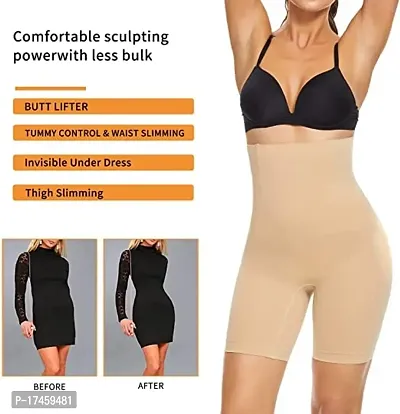 Womenrsquo;s Cotton Lycra Tummy Control 4-in-1 Blended High Waist Tummy  Thigh Shapewear