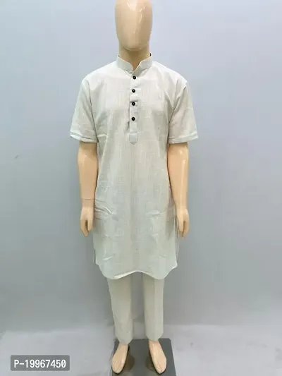 Men's Khadi Cotton Kurta Pajama Half Baju-thumb0