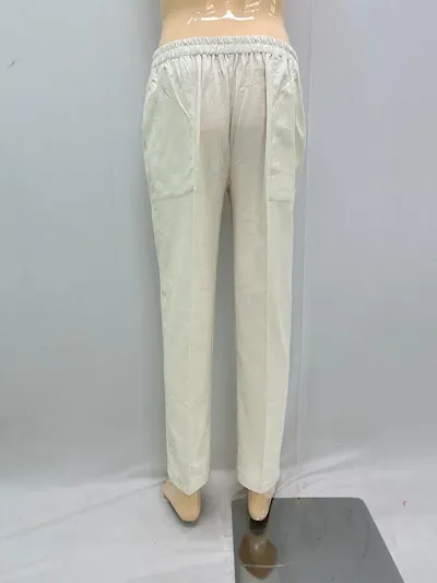 Men's Khadi Cotton Pyjama  (Off White,  M)