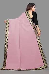 Stylish Pink Georgette Embroidered Daily Wear Saree For Women-thumb1