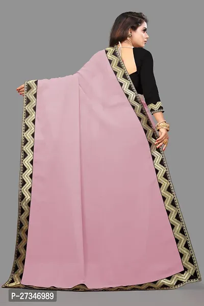 Stylish Pink Georgette Embroidered Daily Wear Saree For Women-thumb2