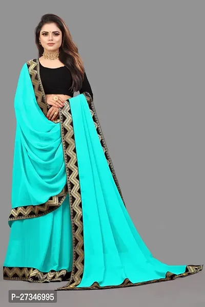 Stylish Green Georgette Embroidered Daily Wear Saree For Women