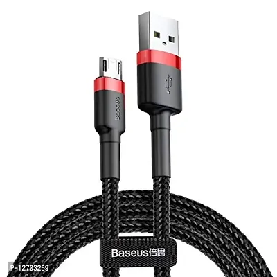 Baseus Cafule Series Durable Nylon Braided USB to USB Micro Fast and Secure Charging Data Cable With Double sided Micro USB Connector 2.4A QC3.0 480Mbps (1 Meter, Red+Black)