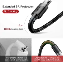 Baseus? Original Premium Nylon Braided Reversible Fast Charging Micro USB Cable (Grey + Black) (100cm)-thumb4