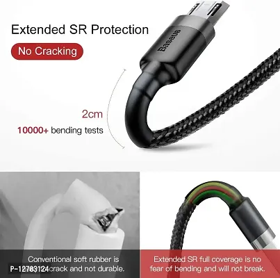 Baseus? Original Premium Nylon Braided Reversible Fast Charging Micro USB Cable (Grey + Black) (100cm)-thumb5