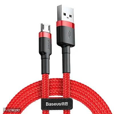 Baseus Cafule Series Durable Nylon Braided USB to USB Micro Fast and Secure Charging Data Cable With Double sided Micro USB Connector 2.4A QC3.0 480Mbps (1 Meter, Red+Red)-thumb0