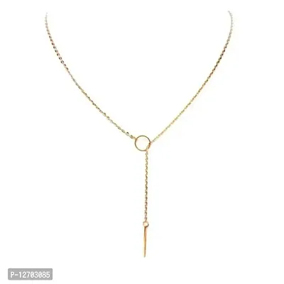 AURUM JEWELS Y Shaped Bohemian Metal Chain Temperament OT Buckle Geometric Necklace Gold Toned Beautiful Thin Chain Bar Pendant Pin Drop Necklace Gifts For Women And Girls (DESIGN 26)-thumb0