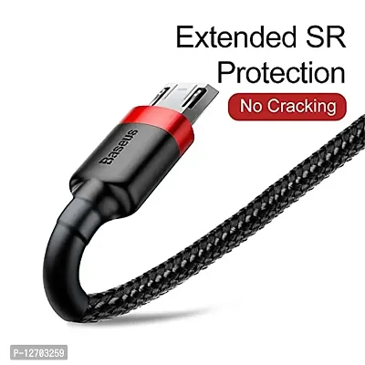 Baseus Cafule Series Durable Nylon Braided USB to USB Micro Fast and Secure Charging Data Cable With Double sided Micro USB Connector 2.4A QC3.0 480Mbps (1 Meter, Red+Black)-thumb4