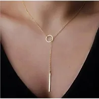 AURUM JEWELS Y Shaped Bohemian Metal Chain Temperament OT Buckle Geometric Necklace Gold Toned Beautiful Thin Chain Bar Pendant Pin Drop Necklace Gifts For Women And Girls (DESIGN 26)-thumb1