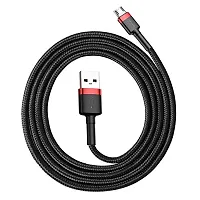 Baseus Cafule Series Durable Nylon Braided USB to USB Micro Fast and Secure Charging Data Cable With Double sided Micro USB Connector 2.4A QC3.0 480Mbps (1 Meter, Red+Black)-thumb1