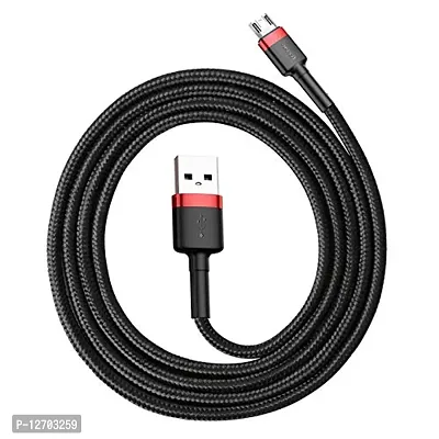 Baseus Cafule Series Durable Nylon Braided USB to USB Micro Fast and Secure Charging Data Cable With Double sided Micro USB Connector 2.4A QC3.0 480Mbps (1 Meter, Red+Black)-thumb2