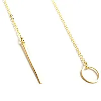 AURUM JEWELS Y Shaped Bohemian Metal Chain Temperament OT Buckle Geometric Necklace Gold Toned Beautiful Thin Chain Bar Pendant Pin Drop Necklace Gifts For Women And Girls (DESIGN 26)-thumb2