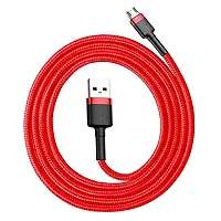 Baseus Cafule Series Durable Nylon Braided USB to USB Micro Fast and Secure Charging Data Cable With Double sided Micro USB Connector 2.4A QC3.0 480Mbps (1 Meter, Red+Red)-thumb1