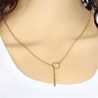 AURUM JEWELS Y Shaped Bohemian Metal Chain Temperament OT Buckle Geometric Necklace Gold Toned Beautiful Thin Chain Bar Pendant Pin Drop Necklace Gifts For Women And Girls (DESIGN 26)-thumb4