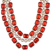 Crystal Stone Trendy Necklace Set With Earring - Red-thumb2