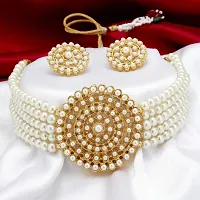 Stylish Alloy White Party Wear Necklace Set For Women-thumb3