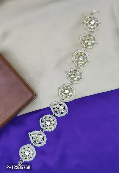 Shimmering White Alloy American Diamond Matha Patti For Women-thumb0