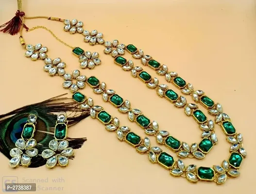 Fancy Crystal Kundan Necklace Set