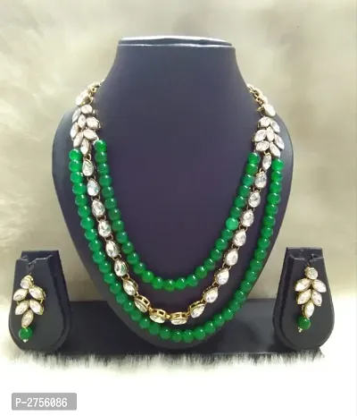 Trendy Long Kundan and Glass Beads Mala Set