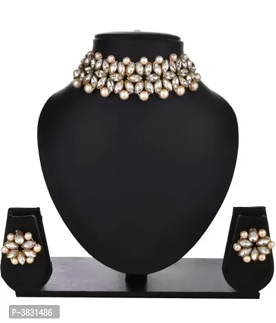 Trendy Designer Pearl Kundan Choker Necklace Set