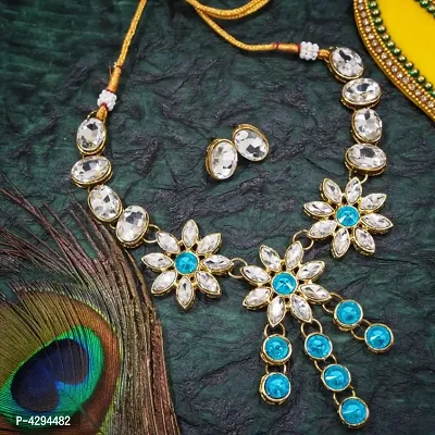 Elegant Designer Floral Design Kundan Necklace Set